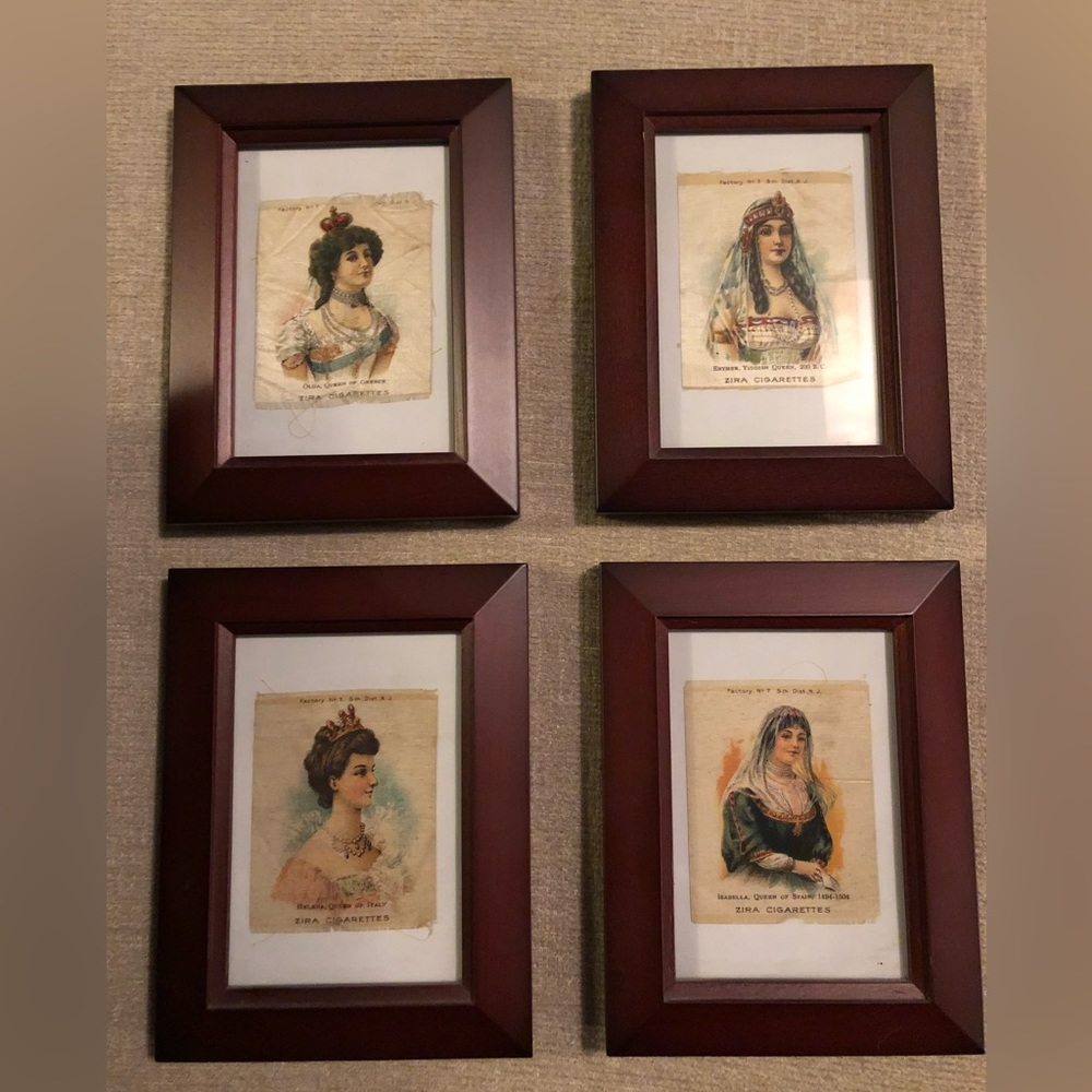 Antique Zira Cigarette Silk Prints - Collectionof 4 Framed